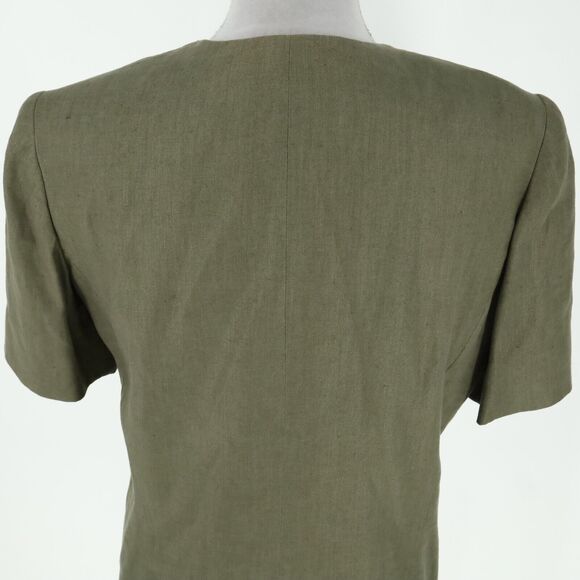Liz Claiborne Jacket Womens 10 Linen Green Lined Pockets Office Career Vintage - Picture 9 of 13